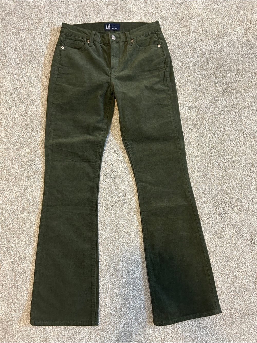 GAP Olive Green Corduroy Flared Pants - Picture 2 of 8